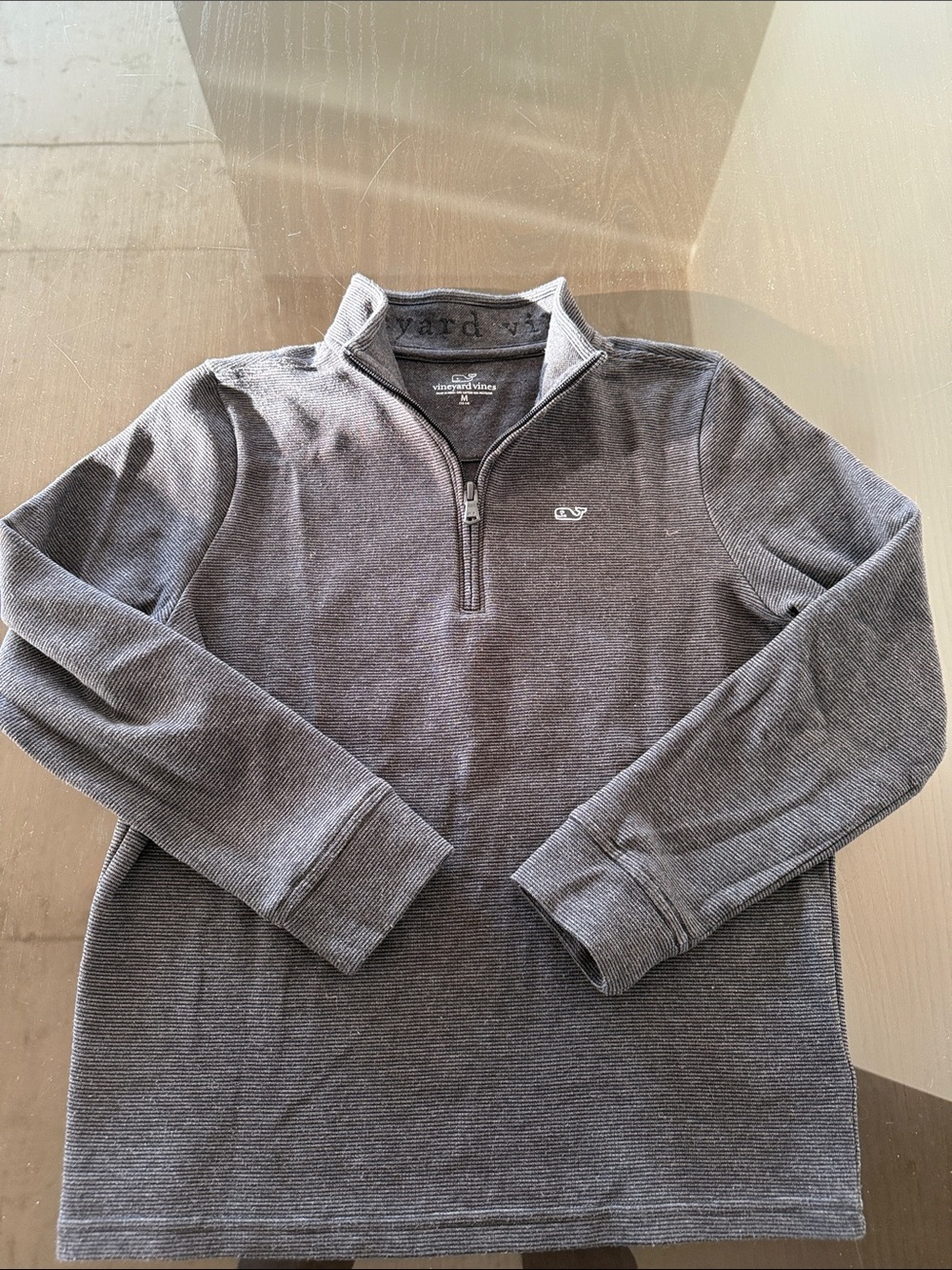 Vineyard Vines Charcoal Gray/ Black Saltwater Quarter-Zip Pullover